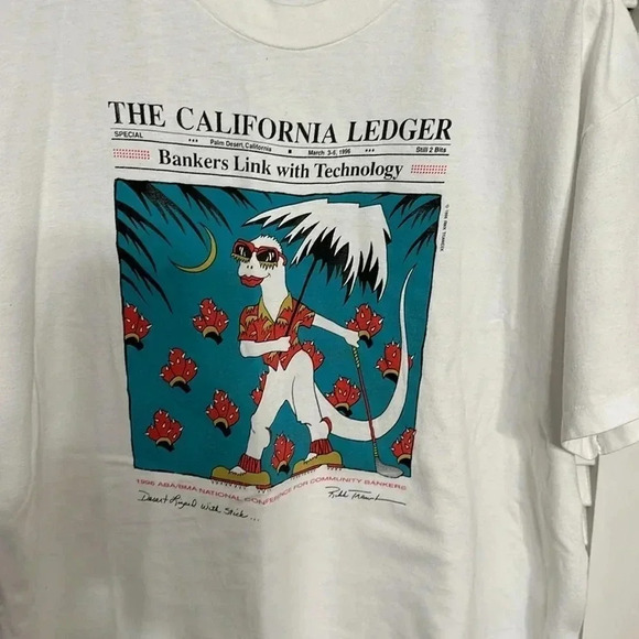VTG unisex hanes beefy t white tshirt the california ledger XL Year Bankers 1996 - Picture 2 of 5